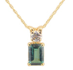 14k Gold .74ct Green Genuine Natural Tourmaline Pendant w/ .14ct Diamond #J4034
