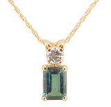 14k Gold .74ct Green Genuine Natural Tourmaline Pendant w/ .14ct Diamond #J4034