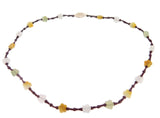 Multi-Color Genuine Natural Jade Necklace Carved Flower Beads (#J4040)