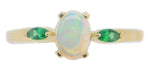 14k Gold .42ct Opal Ring with Synthetic Emeralds (#J4055)