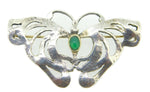 Hand Wrought Sterling Silver Butterfly Pin w/ Genuine Natural Chrysoprase #J4066