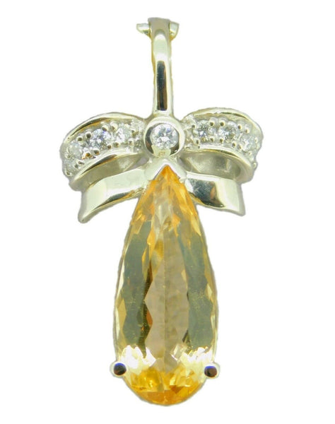 14k Gold 2.92ct Precious Genuine Natural Topaz Enhancer w/ Diamond Bow (#J4180)