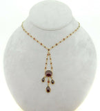 14k Yellow Gold Genuine Natural Garnet Cabochon Necklace 21 Carats (#J4190)