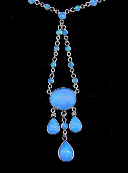 14k Yellow Gold Genuine Natural Opal Cabochon Necklace 12 Carats (#J4198)