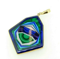 Large 14k Gold Kaufmann Intarsia Pendant Enhancer Opal Lapis Inlay (#J4375)