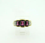 14k Gold Genuine Natural Rhodolite Grape Garnet Ring with Diamonds (#J4386)