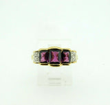 14k Gold Genuine Natural Rhodolite Grape Garnet Ring with Diamonds (#J4386)