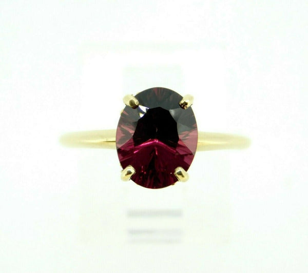 14k Yellow Gold Concave Cut 3 Carat Genuine Natural Garnet Ring (#J4419)