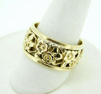 14k Yellow Gold Ring Band with Floral Pierced Design (#J4422)