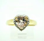 14k Yellow Gold Heart Genuine Natural Morganite Ring with Diamond Halo (#J4427)