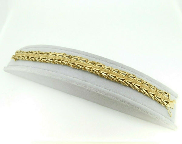 14k Yellow Gold Bracelet 7.25" Fine Mesh and Rope (#J4439)