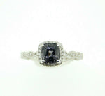 14k Gold 1.10ct Cushion Grey Genuine Natural Spinel Ring w/Diamond Halo (#J4455)