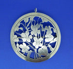 Arts and Crafts Sterling Violets Pin Hand Wrought 2" Diameter (#J4463)