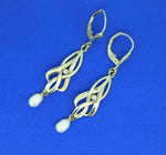 8k Yellow Gold Art Nouveau Style Drop Diamond Earrings (#J4474)