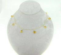 14k Yellow Gold 34 Carat Briolette Genuine Natural Citrine Necklace (#J4483)
