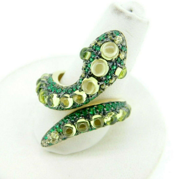 14k Yellow Gold Genuine Natural Peridot Snake Ring (#J4497)