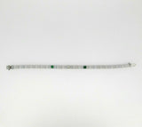 14k White Gold Filigree Diamond Bracelet Synthetic Green Emeralds (#J4505)