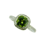 14k Gold 1.86ct Fine Genuine Natural Peridot and Diamond Halo Ring (#J4581)