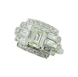 18k Gold 2.33 Carat Total Weight Emerald Cut Genuine Natural Diamond Ring #J4583