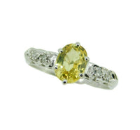 14k White Gold 1.7ct Yellow Genuine Natural Sapphire and Diamond Ring (#J4640)