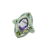 14k White Gold Filigree Amethyst Enamel Ring (#J4721)