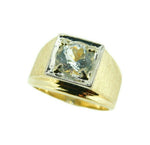 14k Yellow Gold and Platinum Men's Genuine Natural Aquamarine Ring (#J4724)