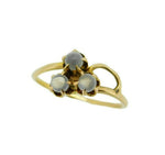 10k Yellow Gold Victorian Genuine Natural Three Moonstone Clover Ring (#J4770)