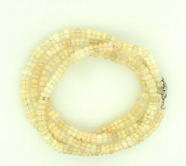 Extra Long 32" Genuine Natural Opal Bead Necklace 130 Carats TW (#J4788)