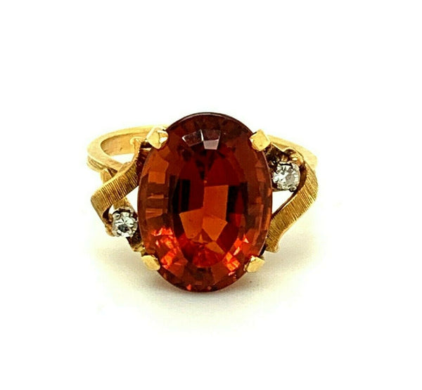 15k Yellow Gold 6 Carat Genuine Natural Madeira Citrine Ring (#J4789)