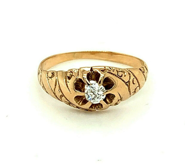 10k Yellow Gold Victorian Mine Cut Genuine Natural Diamond Ring (#J4793)