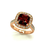 14k Rose Gold 2.46 Carat Genuine Natural Garnet and Diamond Ring (#J4794)