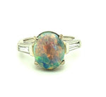 Platinum 2.30ct Black Genuine Natural Opal and Diamond Ring (#J4796)