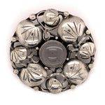 Large Handwrought Sterling and Genuine Natural Rock Crystal Leaf Pin (#J4800)