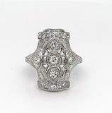 Art Deco 18k White Gold Filigree 1/2ct Genuine Natural Diamond Ring (#J4839)