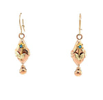 10k Rose Gold Victorian Genuine Natural Turquoise Drop Earrings (#J4877)