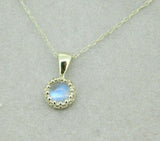 14k White Gold 1 Carat Fine Genuine Natural Moonstone Pendant (#J4901)