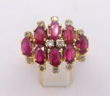 Marvelous 14k Gold Ring with Eight Genuine Natural Rubies and Diamonds (#J496)