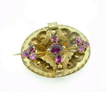 14k Gold Georgian Pin Brooch with Genuine Natural Almandine Garnets (#J5013)
