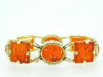 14k Yellow Gold Chinese Export Carved Carnelian Bracelet (#J5061)