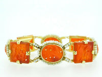 14k Yellow Gold Chinese Export Carved Carnelian Bracelet (#J5061)