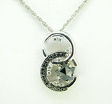 14k White Gold Moon and Black Star Genuine Natural Diamond Pendant (#J5077)