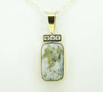 14k Gold 6.5ct Genuine Natural Gold Vein Quartz and Diamond Pendant (#J5090)