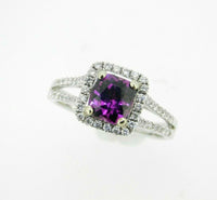 14k White Gold 1.39ct Grape Genuine Natural Garnet and Diamond Ring (#J5105)