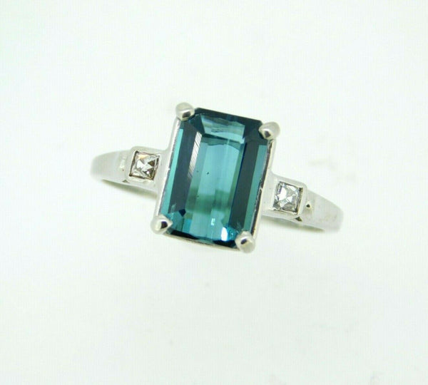 Platinum 2.07ct Teal Genuine Natural Tourmaline and Diamond Ring (#J5111)