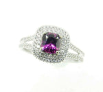 14k White Gold 1.09ct Grape Genuine Natural Garnet and Diamond Ring (#J5118)