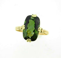 14k Yellow Gold 4.19ct Oval Green Genuine Natural Tourmaline Ring (#J5119)