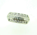 Vintage 14k White Gold Wide Genuine Natural Diamond Ring Band (#J5126)