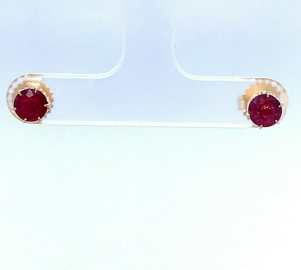 10k Gold 1.05ct TW Genuine Natural Ruby Stud Earrings with 14k Posts (#J5139)