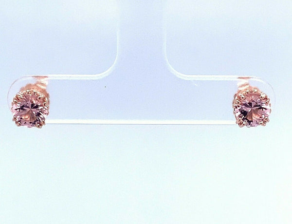 14k Rose Gold .84ct Pink Genuine Natural Tourmaline Stud Earrings (#J5143)