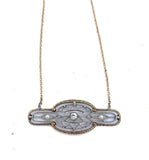 Edwardian 14k White and Yellow Gold Diamond and Pearl Pendant (#J5152)